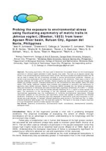 Probing the exposure to environmental stress using fluctuating asymmetry of metric traits in Johnius vogleri, (Bleeker, 1853) from lower Agusan River basin, Butuan City, Agusan del Norte, Philippines 1