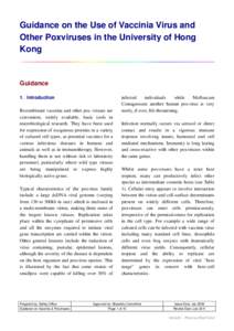 Guidance on the Use of Vaccinia Virus and Other Poxviruses in the University of Hong Kong Guidance 1. Introduction