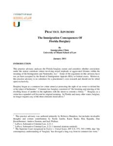 PRACTICE ADVISORY The Immigration Consequences Of Florida Burglary By Immigration Clinic University of Miami School of Law