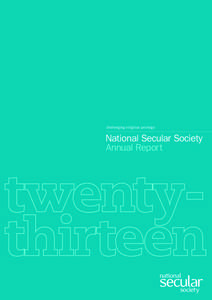 challenging religious privilege  National Secular Society Annual Report  About the National Secular Society