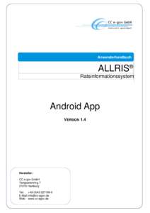 Art des Dokumentes  Anwenderhandbuch ALLRIS® Ratsinformationssystem