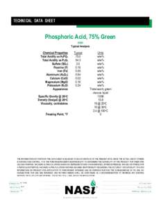 TECHNICAL DATA SHEET  Phosphoric Acid, 75% Green HQ54  Chemical Properties