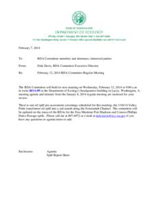 February 7, 2014  To: RDA Committee members and alternates; interested parties