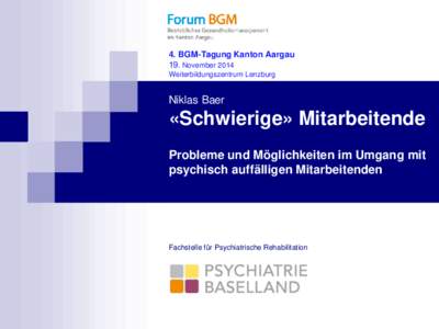4. BGM-Tagung Kanton Aargau 19. November 2014 Weiterbildungszentrum Lenzburg Niklas Baer