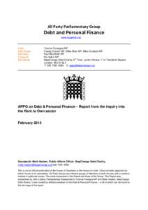 All Party Parliamentary Group  Debt and Personal Finance www.appgdebt.org  Chair