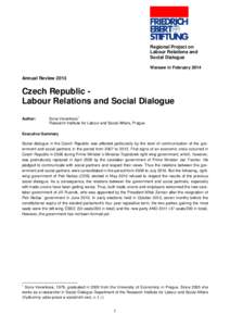 Czech Republic - labour relations and social dialogue : annual review 2013