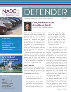 DEFE DER The National Association of Dealer Counsel Newsletter MAY[removed]Cars, Bankruptcy and