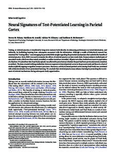 11754 • The Journal of Neuroscience, July 17, 2013 • 33(29):11754 –[removed]Behavioral/Cognitive Neural Signatures of Test-Potentiated Learning in Parietal Cortex