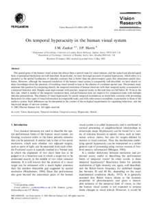 Vision Research–2508 www.elsevier.com/locate/visres On temporal hyperacuity in the human visual system J.M. Zanker a