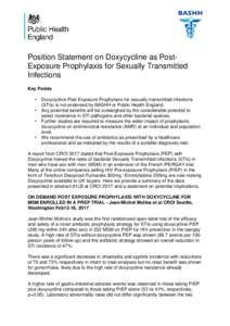 Position Statement on Doxycycline as Post-Exposure Prophylaxis for Sexually Transmitted Infections