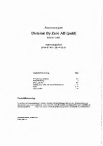 Årsredovisning för  Division By Zero AB (publRäkenskapsåret-31
