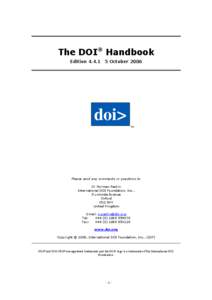 The DOI® Handbook Edition[removed]October[removed]doi>