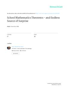 See	discussions,	stats,	and	author	profiles	for	this	publication	at:	https://www.researchgate.net/publicationSchool	Mathematics	Theorems	-	and	Endless Source	of	Surprise Article	·	November	1988