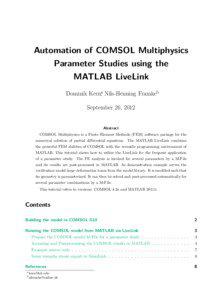 Automation of COMSOL Multiphysics Parameter Studies using the MATLAB LiveLink