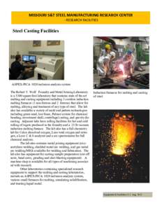 MISSOURI S&T STEEL MANUFACTURING RESEARCH CENTER - RESEARCH FACILITIES Steel Casting Facilities  ASPEX-PICA 1020 inclusion analysis system