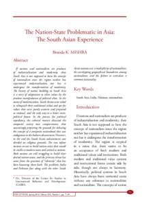 The Nation-State Problematic in Asia: The South Asian Experience Binoda K. MISHRA Abstract If nations and nationalism are products