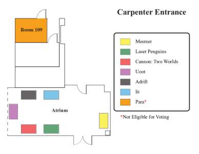 Carpenter Entrance Room 109 Mesmer Laser Penguins Cannon: Two Worlds Uoot