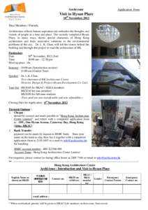 Archi-tour  Application Form Visit to Hysan Place 10th November, 2012