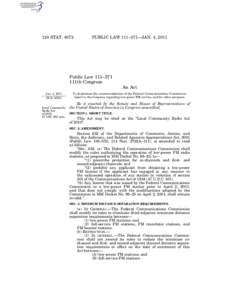 124 STAT[removed]PUBLIC LAW 111–371—JAN. 4, 2011 Public Law 111–371 111th Congress