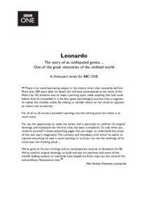 Leonardo The story of an undisputed genius ... One of the great visionaries of the civilised world