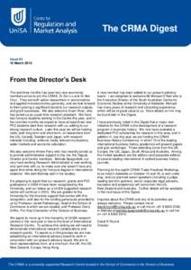 The CRMA Digest  Issue #3 10 MarchFrom the Director’s Desk