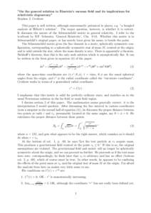 Schwarzschild metric / Kruskal–Szekeres coordinates / Metric tensor / Deriving the Schwarzschild solution / Schwarzschild coordinates / Exact solutions in general relativity / General relativity / Physics