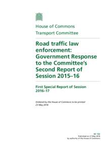 House of Commons Transport Committee Road traffic law enforcement: Government Response