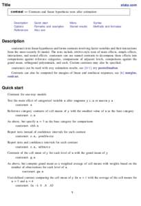 Title  stata.com contrast — Contrasts and linear hypothesis tests after estimation  Description