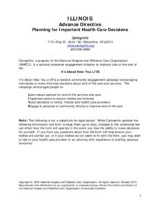 ILLINOIS  Advance Directive Planning for Important Health Care Decisions CaringI nfo