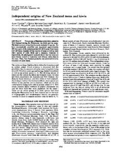 Proc. Natl. Acad. Sci. USA Vol. 89, pp, September 1992 Evolution Independent origins of New Zealand moas and kiwis (ancient DNA/mitochondrial DNA/ratites)