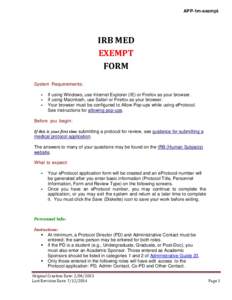 APP-1m-exempt  IRB MED EXEMPT FORM System Requirements: