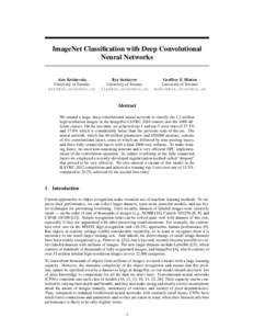ImageNet Classification with Deep Convolutional Neural Networks Alex Krizhevsky University of Toronto [removed]