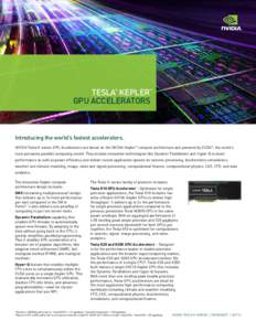 Tesla Kepler GPU Accelerators ® ™