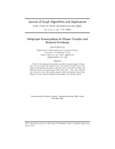 Journal of Graph Algorithms and Applications http://www.cs.brown.edu/publications/jgaa/ vol. 3, no. 3, pp. 1–Subgraph Isomorphism in Planar Graphs and Related Problems