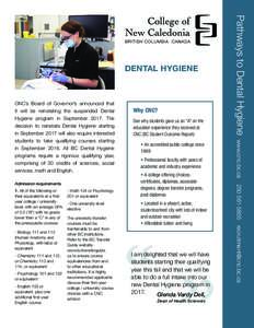 Academic degree / Dental hygienist / College of New Caledonia