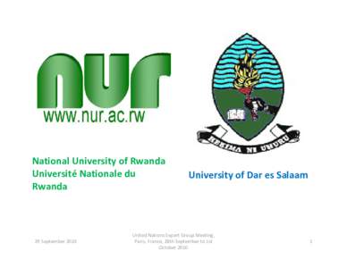 National University of Rwanda Université Nationale du  Rwanda 29 September 2010