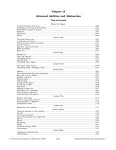 Chapter 12 Advanced Addition and Subtraction Table of Contents Before We Begin A hundred years from now ..................................................................................................283 Reading and wr