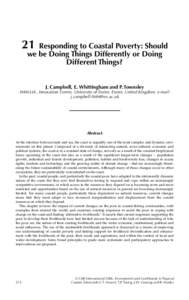 21  Responding to Coastal Poverty: Should we be Doing Things Differently or Doing Different Things? J. Campbell, E. Whittingham and P. Townsley