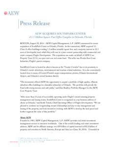 Microsoft Word - AEW Acquires Southpark Center Orlando.docx