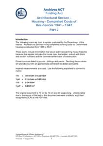 Architectural Section - Housing - Completed Costs of Residences 1941 – 1947 Part 2