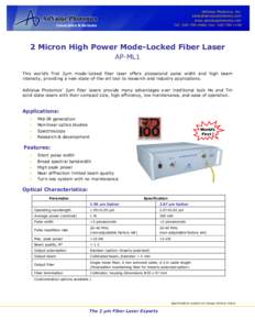 Physics / Photonics / Fiber laser / Laser / Polarization-maintaining optical fiber / Pulse / Transverse mode / Solid-state laser / Multi-mode optical fiber / Optics / Optical fiber / Waves
