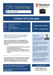 1  EARN 1 CPD POINT EVENING WITH DAN MORI Date: