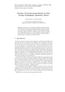 Main text appears in T. Okamoto (Ed.): Advances in Cryptology – ASIACRYPT 2000, Springer-Verlag LNCS 1976, pp, ISBNAddendum does not appear in proceedings. Security of Cryptosystems Based on Cl