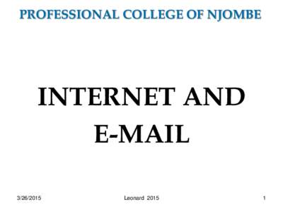 PROFESSIONAL COLLEGE OF NJOMBE  INTERNET AND E-MAIL