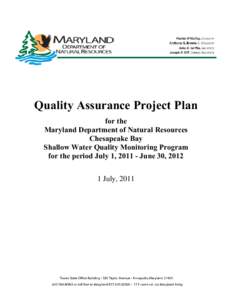 DRAFT II  Quality Assurance Project Plan for the Maryland Department of Natural Resources Chesapeake Bay