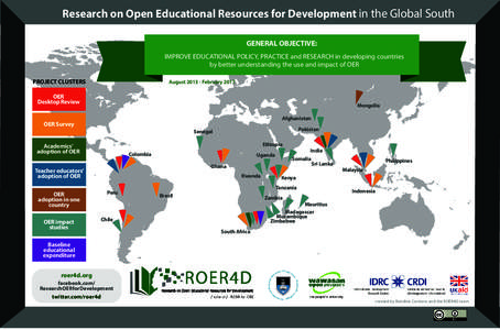 Research on Open Educational Resources for Development in the Global South GENERAL OBJECTIVE: IMPROVE EDUCATIONAL POLICY, PRACTICE and RESEARCH in developing countries by better understanding the use and impact of OER PR