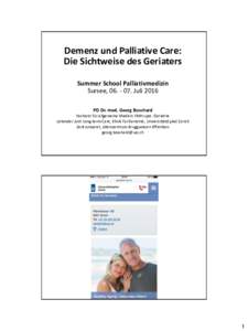 Sterbehilfe: Begriffsdefinitionen Demenz und Palliative  Care: