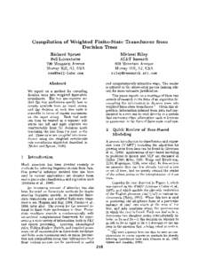 Computing / Graph theory / Finite state transducer / Binary trees / Finite-state machine / Speech recognition / Tree traversal / Tree / R-tree / Automata theory / Models of computation / Theoretical computer science