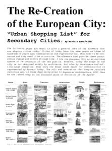 The Re-Creation of the European City: “Urban Shopping List” for Secondary Cities.  By Beatriz Ramo/STAR