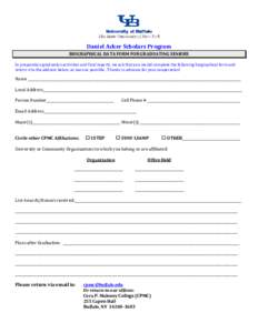 Biographical Data Form for Graduating Seniors